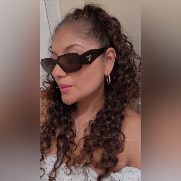 🤎Prada PR 17WS 2AU8C1 Tortoise Plastic Rectangle Sunglasses Brown Lens - Picture 9 of 17